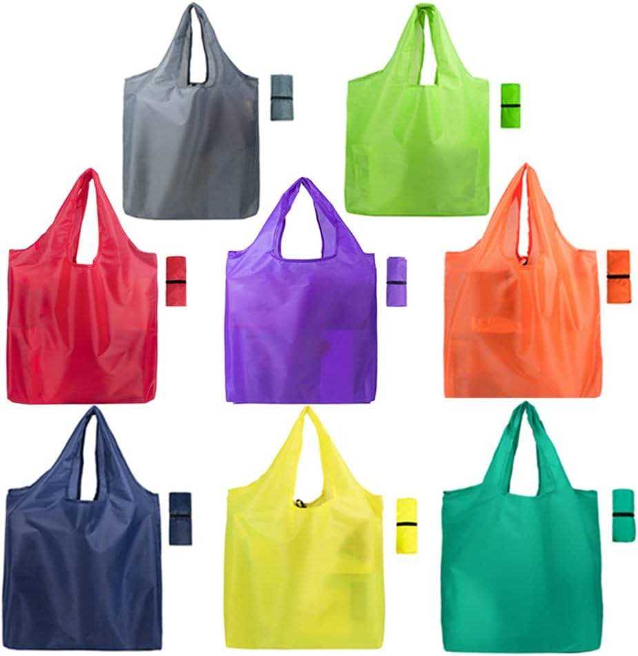 Blank Polyester Foldable Shopping Bag Eco-friendly Reusable Roll Up Folding Grocery Tote Bag